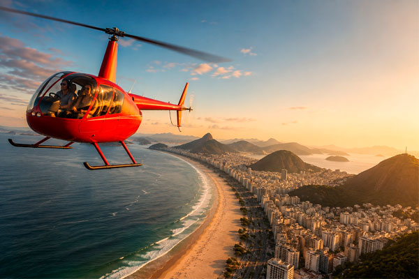 Passeio de helicóptero em Copacabana no Rio de Janeiro