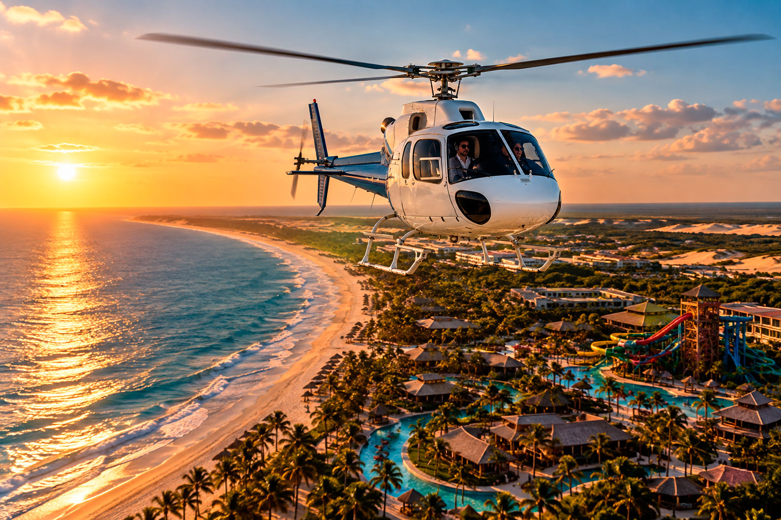 Fretamento de helicóptero para Porto das Dunas e Beach Park