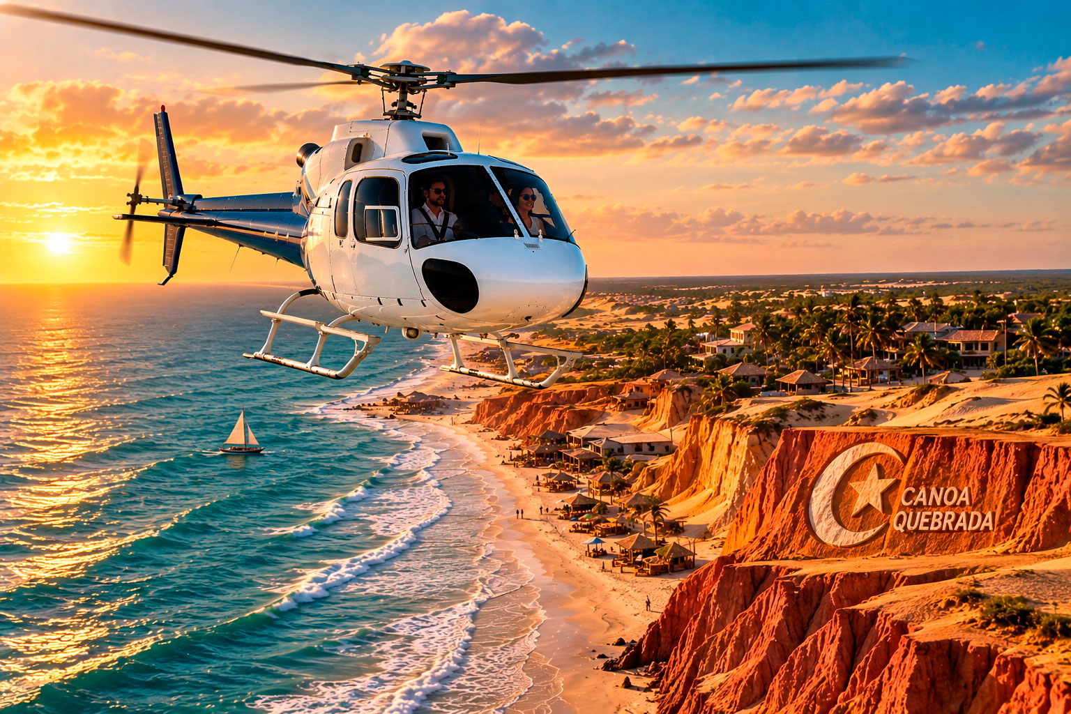Transfer de helicóptero para Canoa Quebrada em Aracati