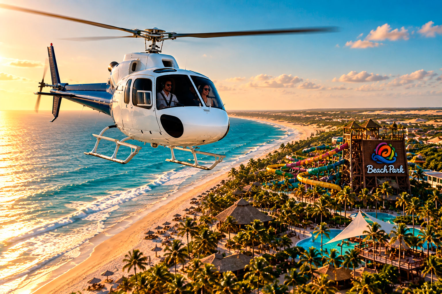 Transfer de helicóptero para Beach Park e Porto das Dunas em Aquiraz
