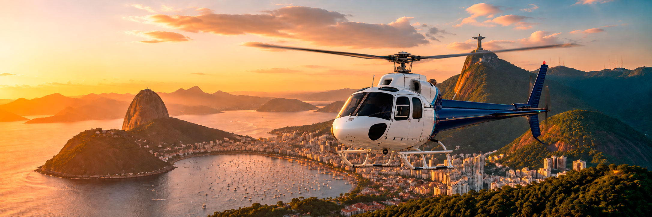 Passeio de helicóptero sobrevoando o Rio de Janeiro